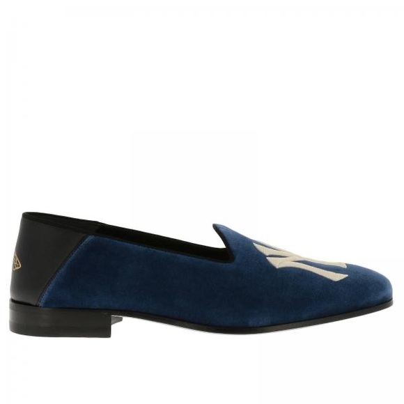 Gucci Blue Velvet New York Yankees Loafers Shoes - Picture 3 of 15